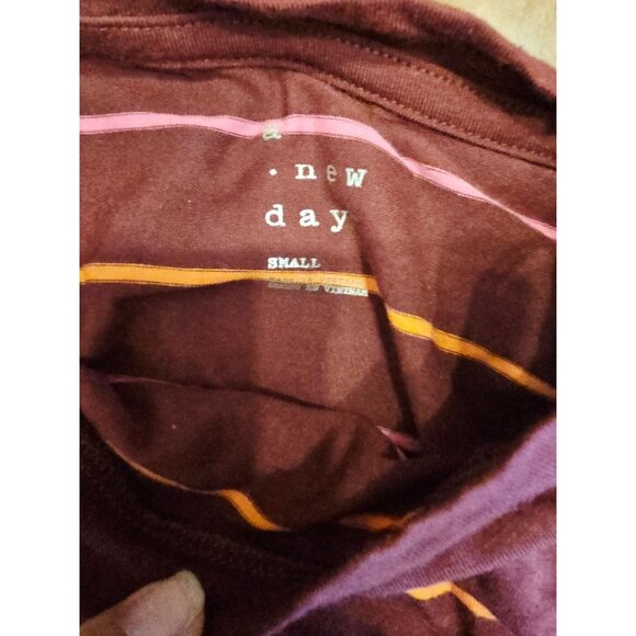 A new day shirt small maroon stripes long sleeve nwt pullover - Picture 6 of 7